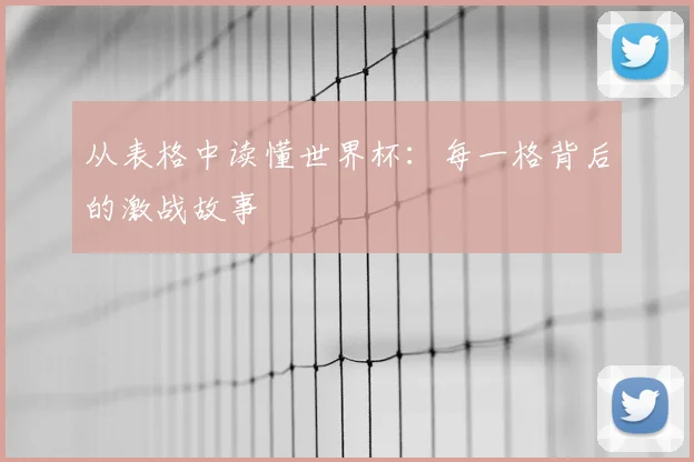 从表格中读懂世界杯：每一格背后的激战故事